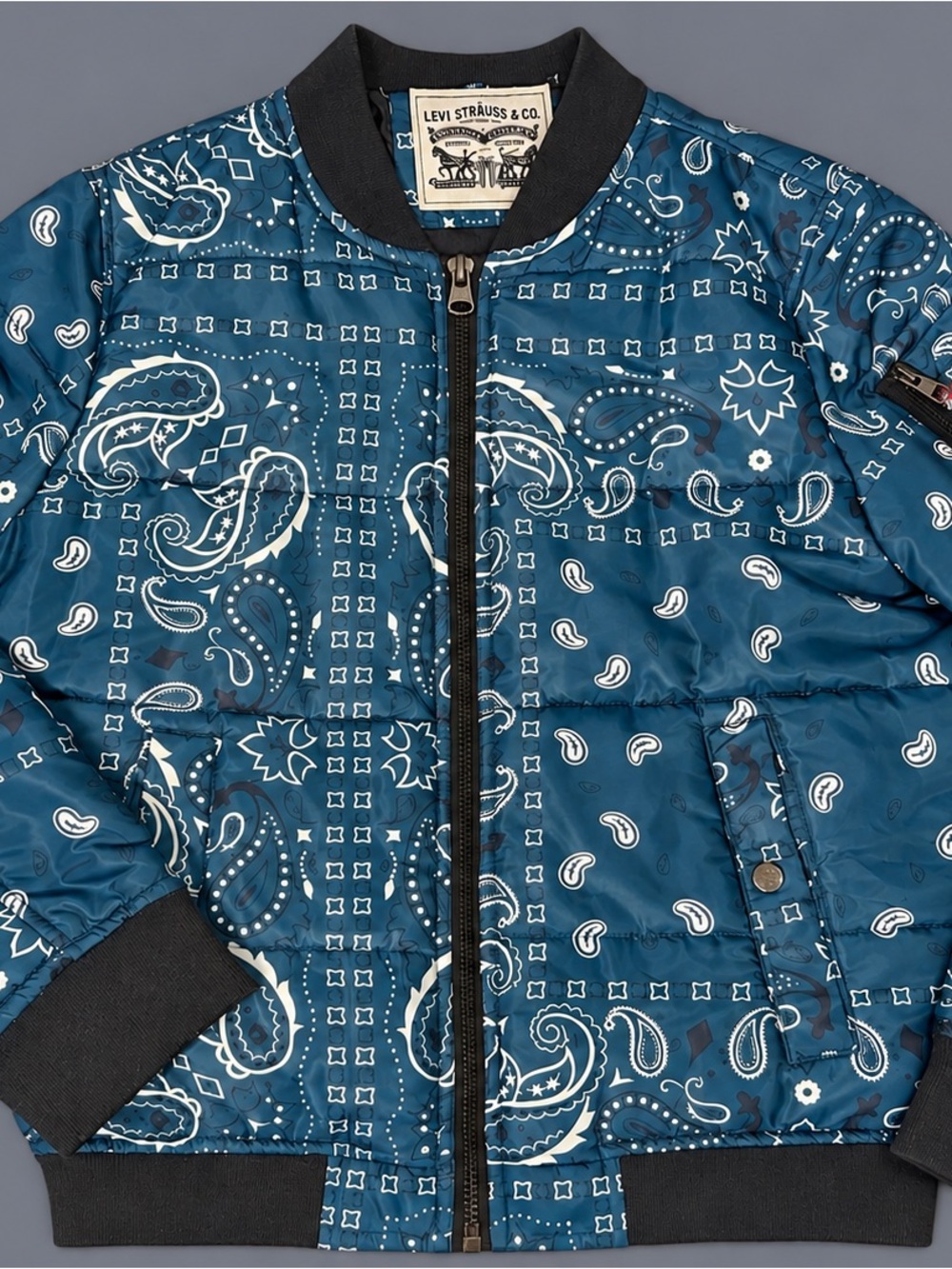 Levi's Blue Paisley Print Puffer Jacket